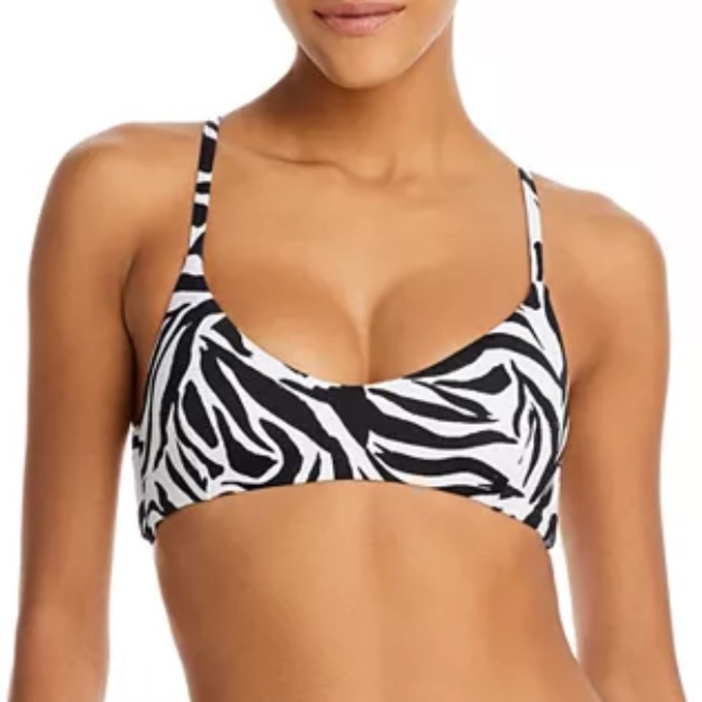 AQUA Animal Print Bralette Bikini Top Sz M